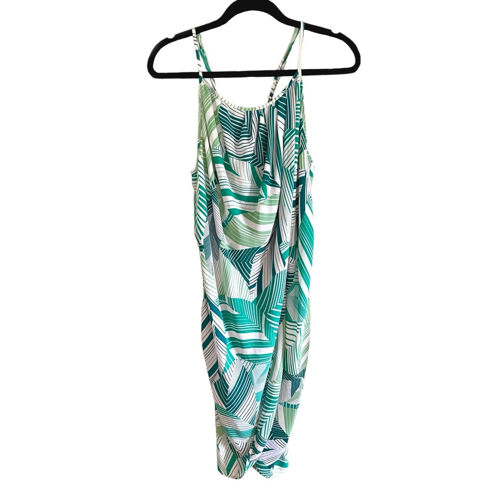 Olivaceous Palm Leaf Draped Dress Gently Worn